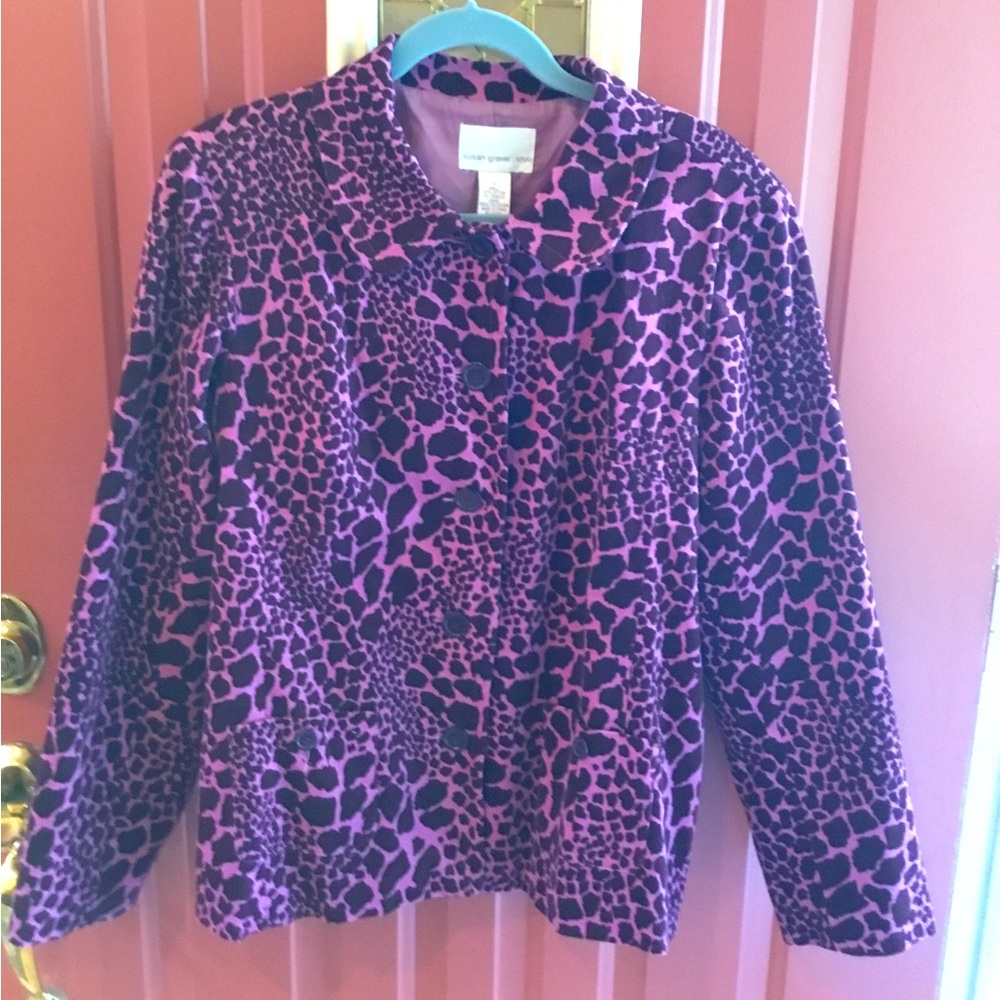 Susan Graver Pink & Black Animal Print Jacket L